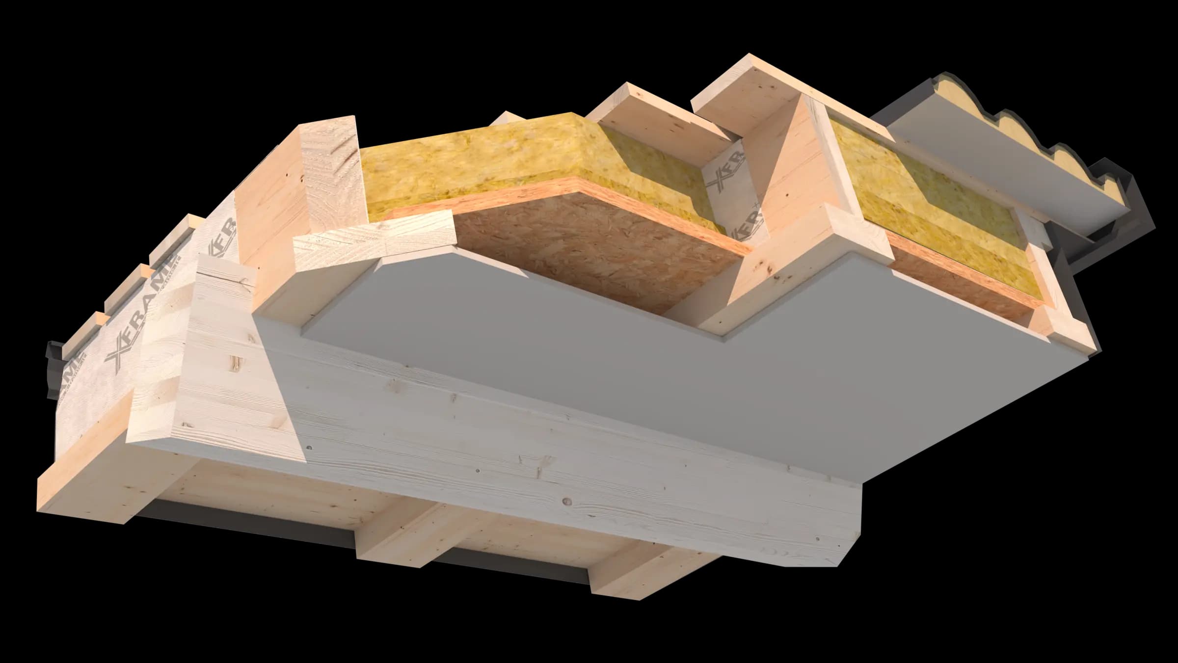 Stratigrafia di dettaglio tetto X-Frame con lattoneria perimetrale